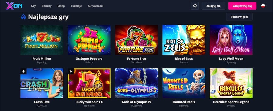 Spiele in der Xon Bet App